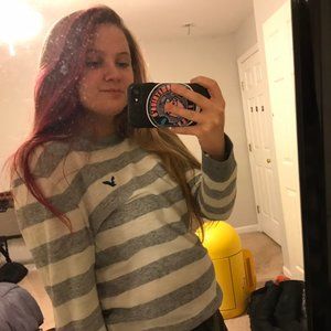 Grey and White Thermal American Eagle Sweater